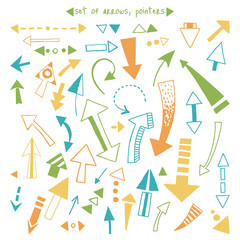 Hand draw doodle sketch arrows, pointers