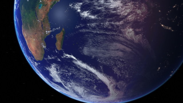 Realistic Earth Globe Zoom and Dock on Southern Africa