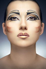 Woman with golden makeup, Face-art