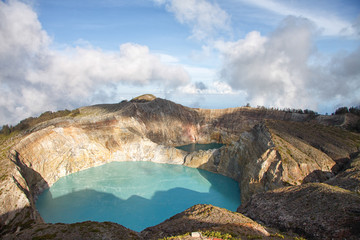 Steaming volcanic colorful lakes