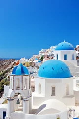 Blackout curtains Santorini Oia town on Santorini island, Greece. Caldera on Aegean sea.