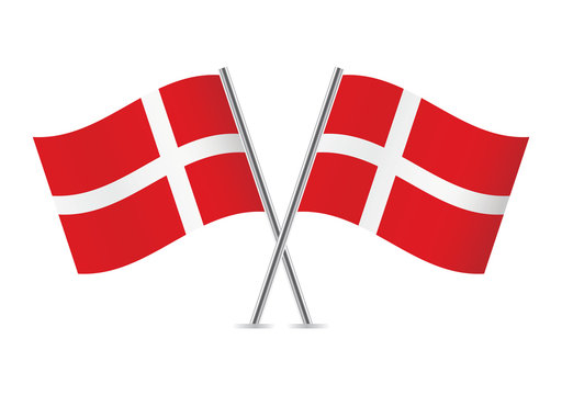 Denmark flags. Vector illustration.