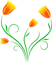 Yellow Tulips, Flower Vector