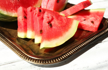 Fresh slices of watermelon, close up