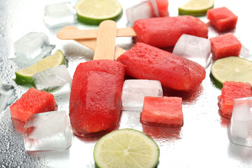 Watermelon ice-cream, close-up