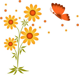 Yellow Flowers, Flower Vector