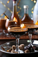 Espresso cocktail served on table