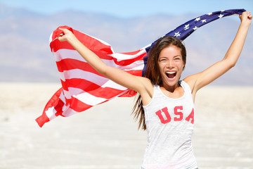 American flag - woman USA sport athlete winner