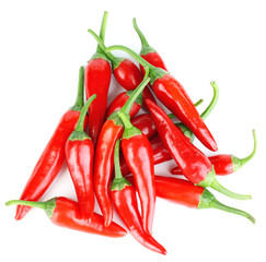 Red hot chili peppers isolated on white