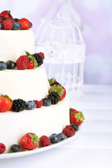 Beautiful wedding cake with berries
