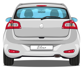 Vector Car - Back view - Silver - with visible interior