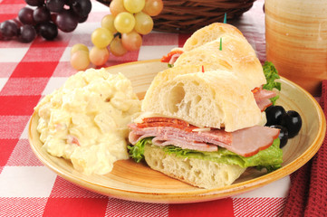 Italian sandwich with potato salad