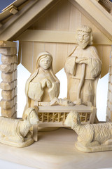 Wooden hand made Christmas crib