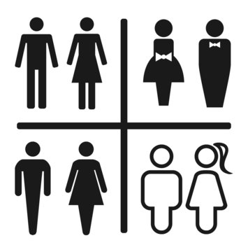 Restroom icon set isolated on white.
