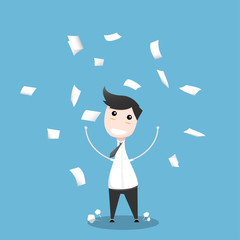 Businessman throwing cartoon, vector illustration