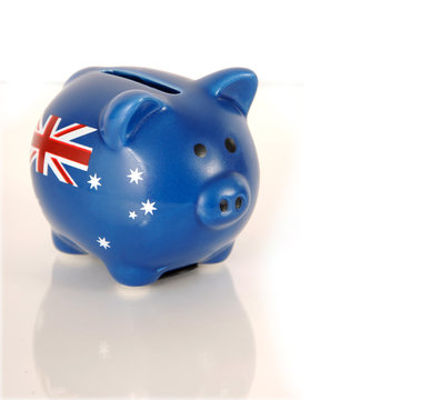 Handpainted money piggy bank with Australian flag