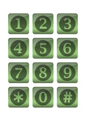 Phone buttons in green gradient design - obrazy, fototapety, plakaty