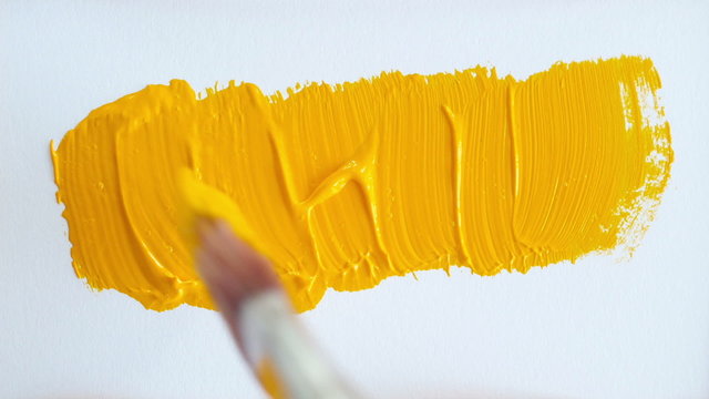 Painted impasto orange square.