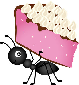 Ant carrying slice cake
