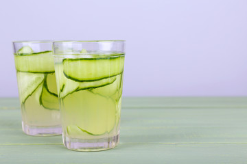 Two glasses of cucumber cocktail