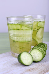 Glasses of cucumber cocktail
