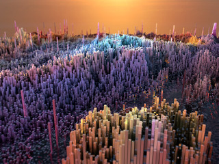 Città del futuro, grattacieli, fantascienza, astratto © Naeblys