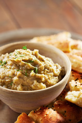 Eggplant baba ganoush with flat bread