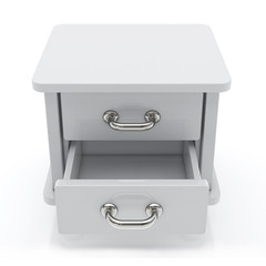 blank empty opened drawers isolated on white background