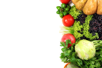 Fresh organic vegetables, isolated on white