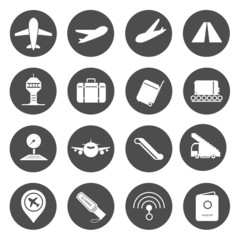 Airport Circle Icons set