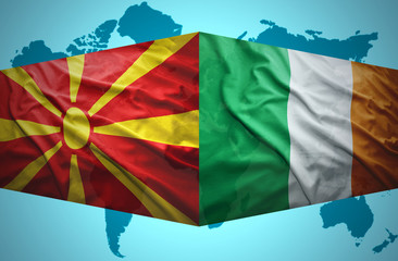 Waving Macedonian and Irish flags