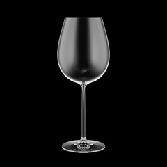 Empty wine glass isolated on black background.