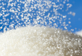 sugar on a blue background