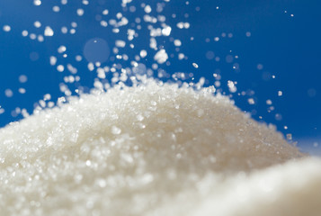 sugar on a blue background
