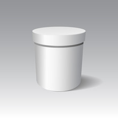 White cardboard gift round box with a lid.