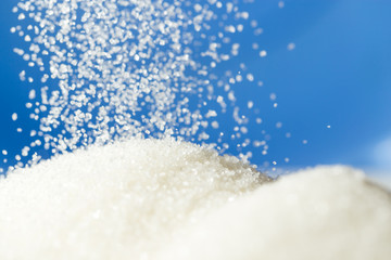 sugar on a blue background