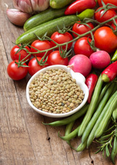 Green lentils and vegetables