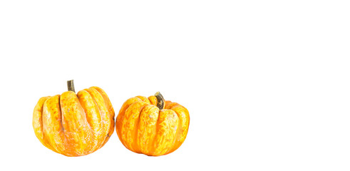 Two pumpkin on a white background