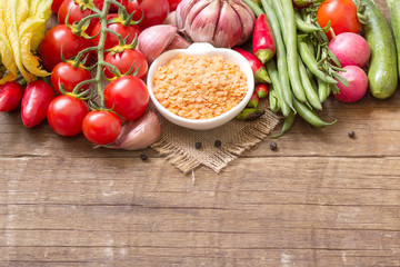 Red lentils and vegetables