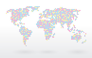 Fototapeta premium mapa świata złożona z kolorowych kształtów