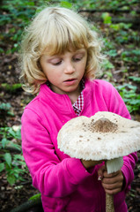 girl with giant parasol mushroom