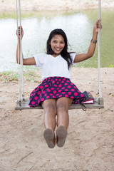 woman swinging on a swing