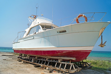 Traditional fishing boat on Mykonos island  Greece