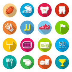 American football Colorful icons Vector