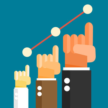Businessman hand lifting up growth business graph. business succ