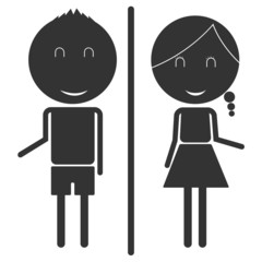 Man and Woman Hands up Toilet Sign Icons Vecto