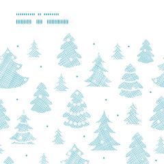 Blue decorated Christmas trees silhouettes textile horizontal