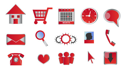 Web and multimedia glossy red icons and buttons