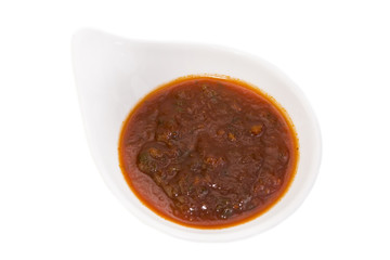 sauces on a white background in the restaurant