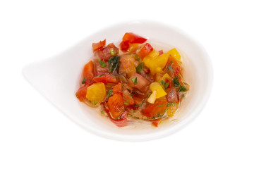 sauces on a white background in the restaurant